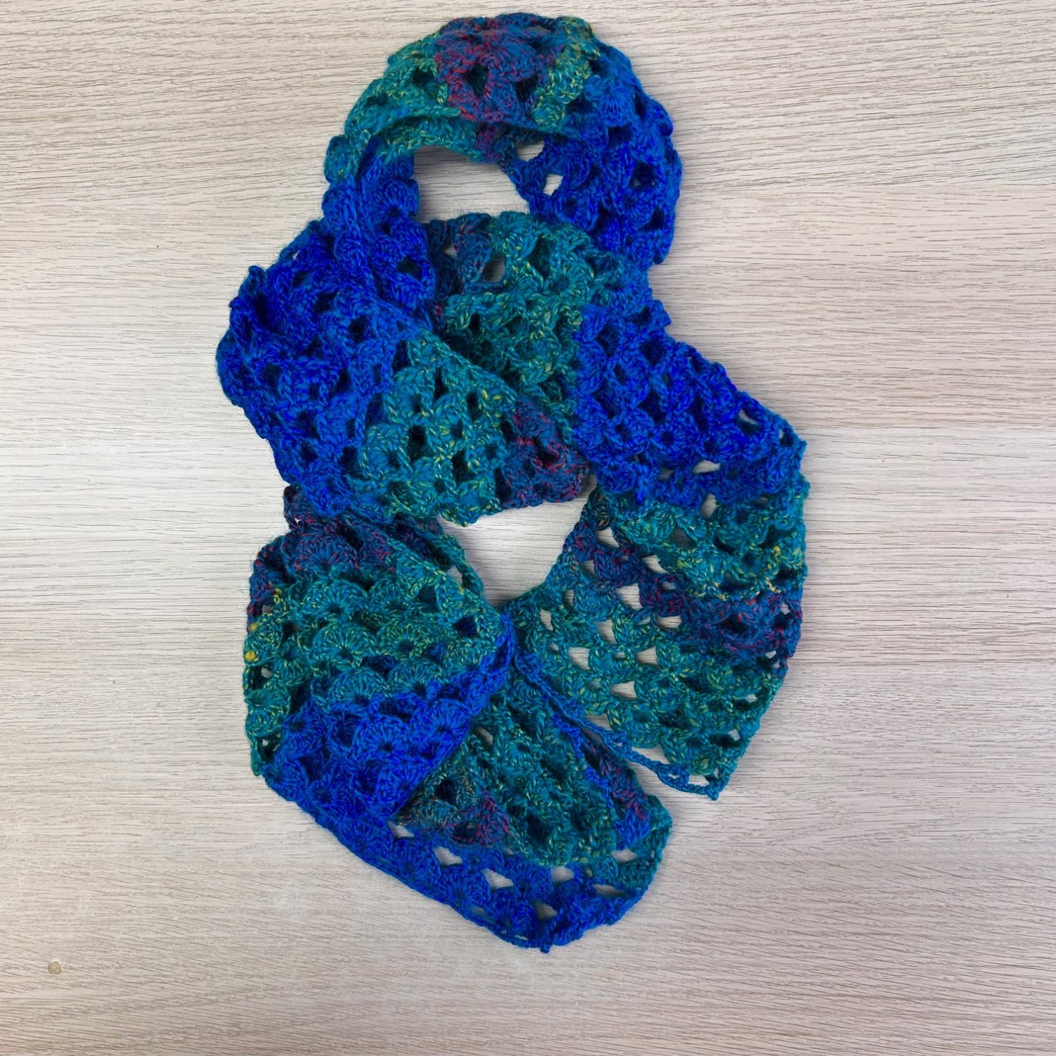 Scarf - Crochet Blue/Green Scarf - Crochet Blue/Green