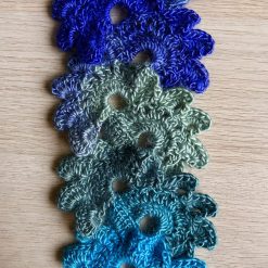 Scarf - Crochet Floral Fan - Blue/Green 1