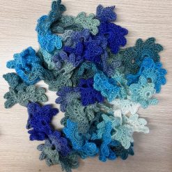 Scarf - Crochet Floral Fan - Blue/Green 2