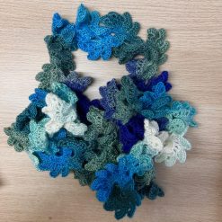Scarf - Crochet Floral Fan - Blue/Green 3