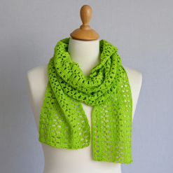 Scarf/Wrap - Lime Green - Cotton -Crochet