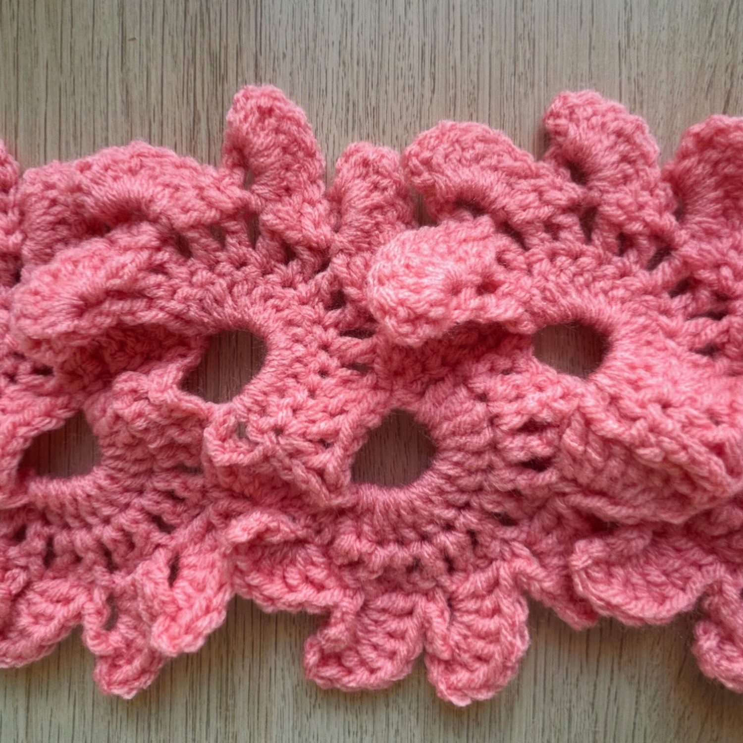 Scarf - Crochet Floral Fan - Pink Scarf - Crochet Floral Fan - Pink