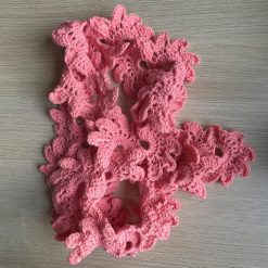 Scarf - Crochet Floral Fan - Pink 4 Scarf - Crochet Floral Fan - Pink 4