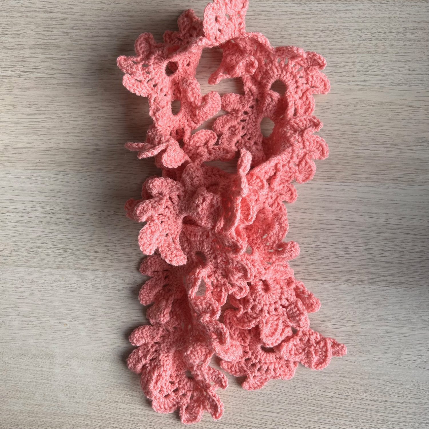 Scarf - Crochet Floral Fan - Pink Scarf - Crochet Floral Fan - Pink