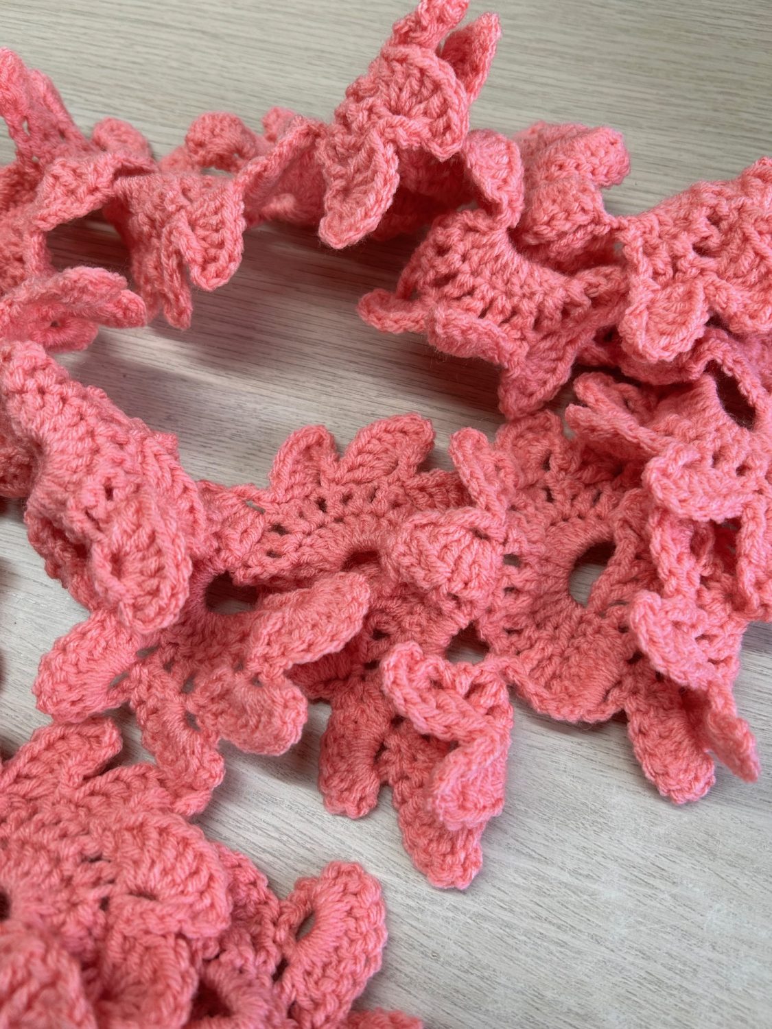 Scarf - Crochet Floral Fan - Pink Scarf - Crochet Floral Fan - Pink