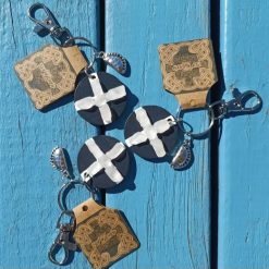1 x Cornish Flag Sea Glass Keyring Pasty Charm Ooak Wood Cornwall Kernow Handmade Gifts