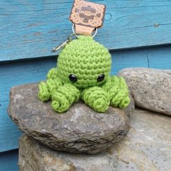 Crochet Green Octopus Keyring Bag Buddy Sealife Ooak Sea Creatures Handmade Gifts Accessories