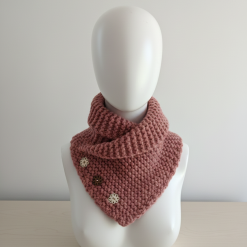 Dusky Pink Snood with Shaped Button Detail - Adult