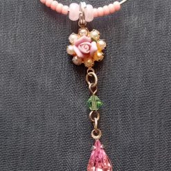 Rose & Crystal Glass Charm