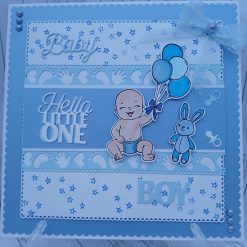 Hello Little One - Baby Boy - Baby, Balloons & Rabbit - Blue & White