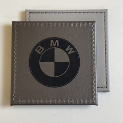 Single BMW Custom Engraved Leatherette Coaster Silver Man Desk Gift