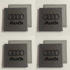Set Of 4 Audi Custom Engraved Leatherette Mats /Coasters Silver Car Gift