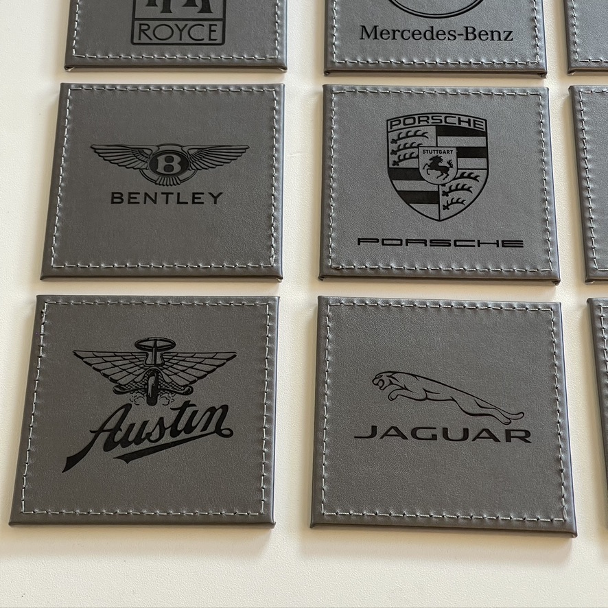 Single Car Rolls Royce Custom Engraved Leatherette Coaster Silver. Man Cave Desk Gift Single Car Rolls Royce Custom Engraved Leatherette Coaster Silver. Man Cave Desk Gift
