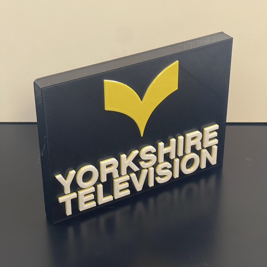 Yorkshire Television TV 3D plaque Shelf / Desk Autistic Autism ADHD Sensory Gift Yorkshire Television TV 3D plaque Shelf / Desk Autistic Autism ADHD Sensory Gift