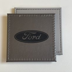 Single Car FORD Custom Engraved Leatherette Coaster Silver. Man Cave Desk Gift