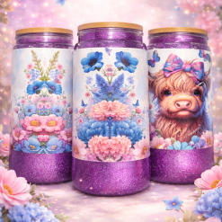 Highland cow 16oz snow globe tumbler