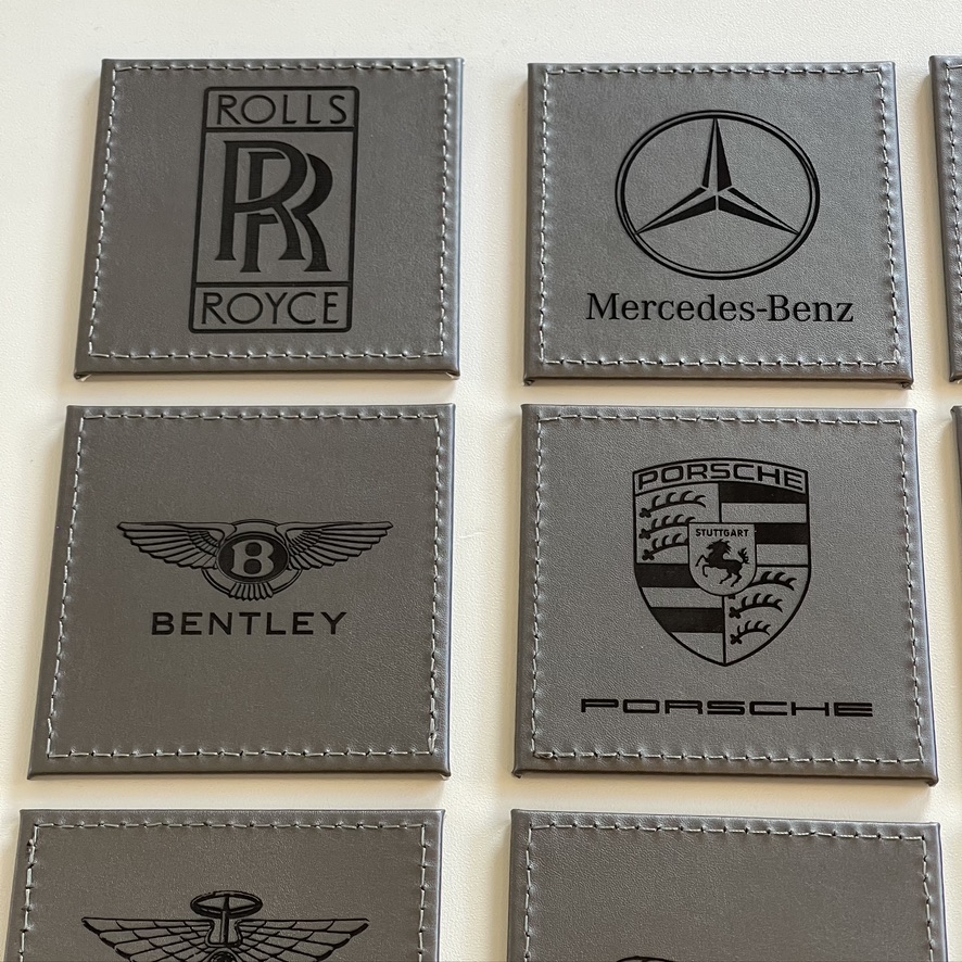 Single Car Rolls Royce Custom Engraved Leatherette Coaster Silver. Man Cave Desk Gift Single Car Rolls Royce Custom Engraved Leatherette Coaster Silver. Man Cave Desk Gift
