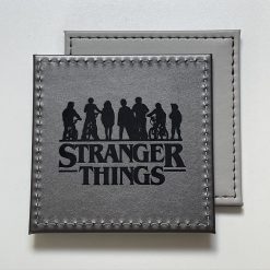 Set Of 4 Custom Stranger Things Leatherette Drink Mats /Coasters Silver Gift Set 4