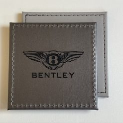 Single Car Bentley Custom Engraved Leatherette Coaster Silver. Man Cave Desk Gift