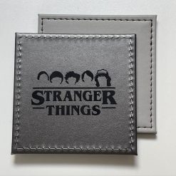 Set Of 4 Custom Stranger Things Leatherette Drink Mats /Coasters Silver Gift Set 3