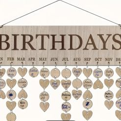 Wooden Hanging Birthday Calendar with 100 Hanging pendants