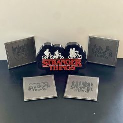 Set Of 4 Custom Stranger Things Leatherette Drink Mats /Coasters Silver Gift Set 7