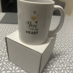 White cup with you are in my heart design