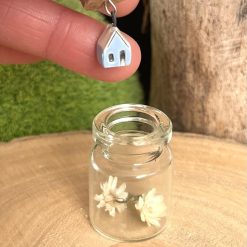 Miniature handmade ceramic house dangling in a sweet glass jar (Copy) 3