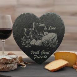 Heart Wine and Cheese slate serving platter