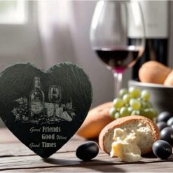Heart Wine and Cheese slate serving platter