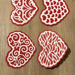 Handmade Heart-Shaped Cards – Set of 4 Decorative Red & White Love Cards