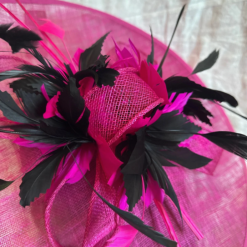 Large fuchsia pink fascinator with black accents 1 Large fuchsia pink fascinator with black accents 1