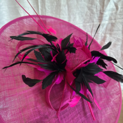 Large fuchsia pink fascinator with black accents 2 Large fuchsia pink fascinator with black accents 2