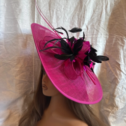 Large fuchsia pink fascinator with black accents 3 Large fuchsia pink fascinator with black accents 3