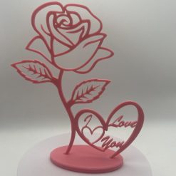 Pink or Red  Rose “Love You” Ornament – Freestanding Gift valentines