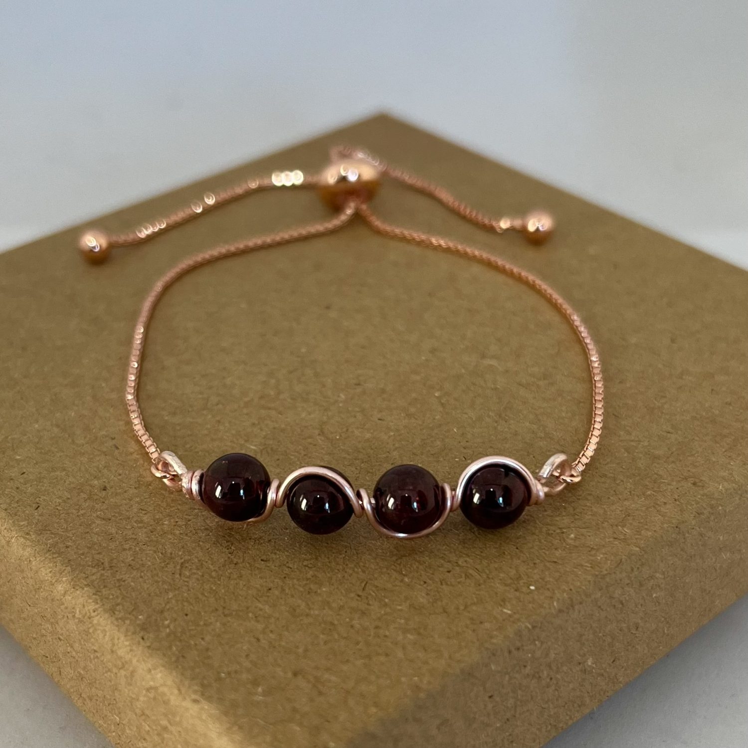 Garnet Bracelet Rose Gold Garnet Bracelet Rose Gold