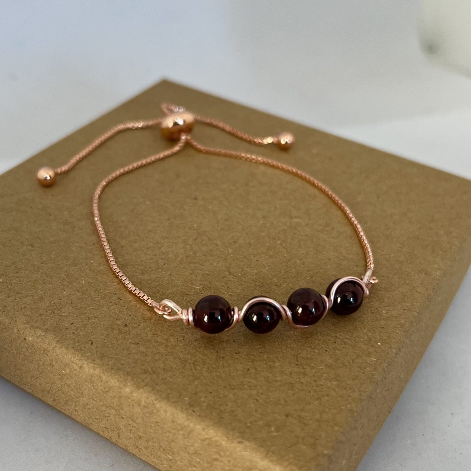 Garnet Bracelet Rose Gold Garnet Bracelet Rose Gold