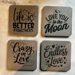 Set of 4 coasters. Romantic
