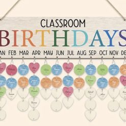 Wooden Hanging Classroom Birthday Calendar with 100 Hanging pendants