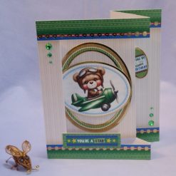 Teddy Bear Airplane double Z fold Birthday Card