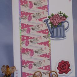 Rose & Watering Can paper ribbon card for Any Occasion