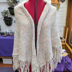 Hand knitted shawl - cream 1 Hand knitted shawl - cream 1