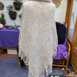 Hand knitted shawl - cream 3 Hand knitted shawl - cream 3