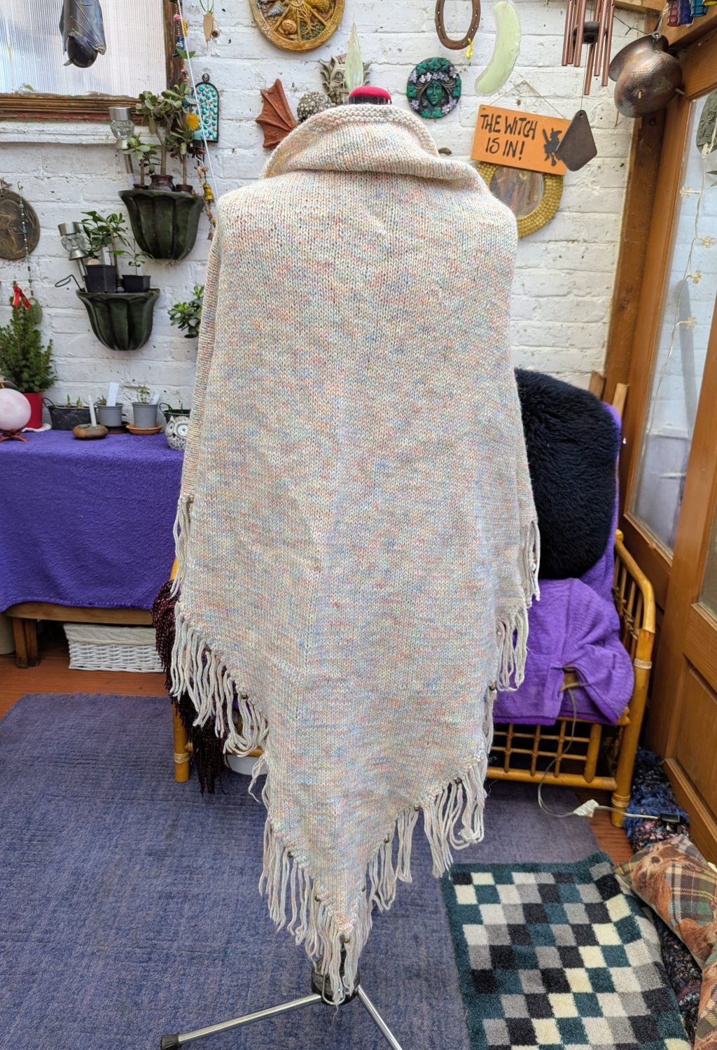Hand knitted shawl - cream Hand knitted shawl - cream