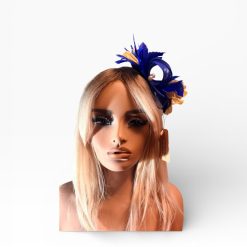 Royal blue and gold fascinator