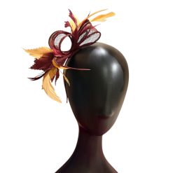Burgundy and gold fascinator