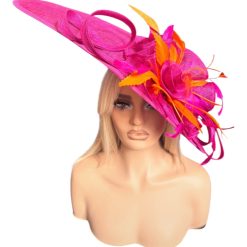 Fuchsia pink and orange very large hatinator