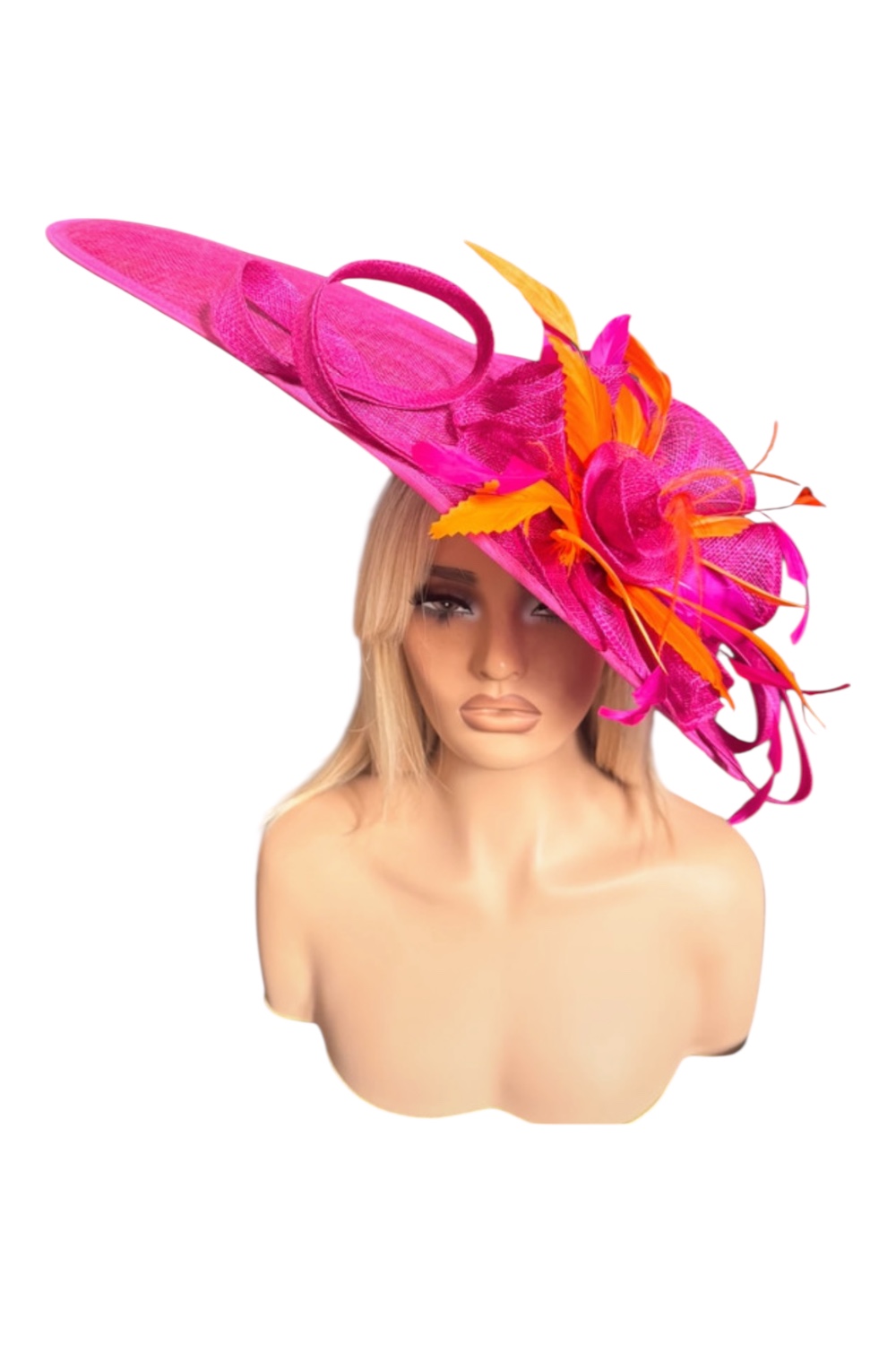 Fuchsia pink and orange very large hatinator Fuchsia pink and orange very large hatinator