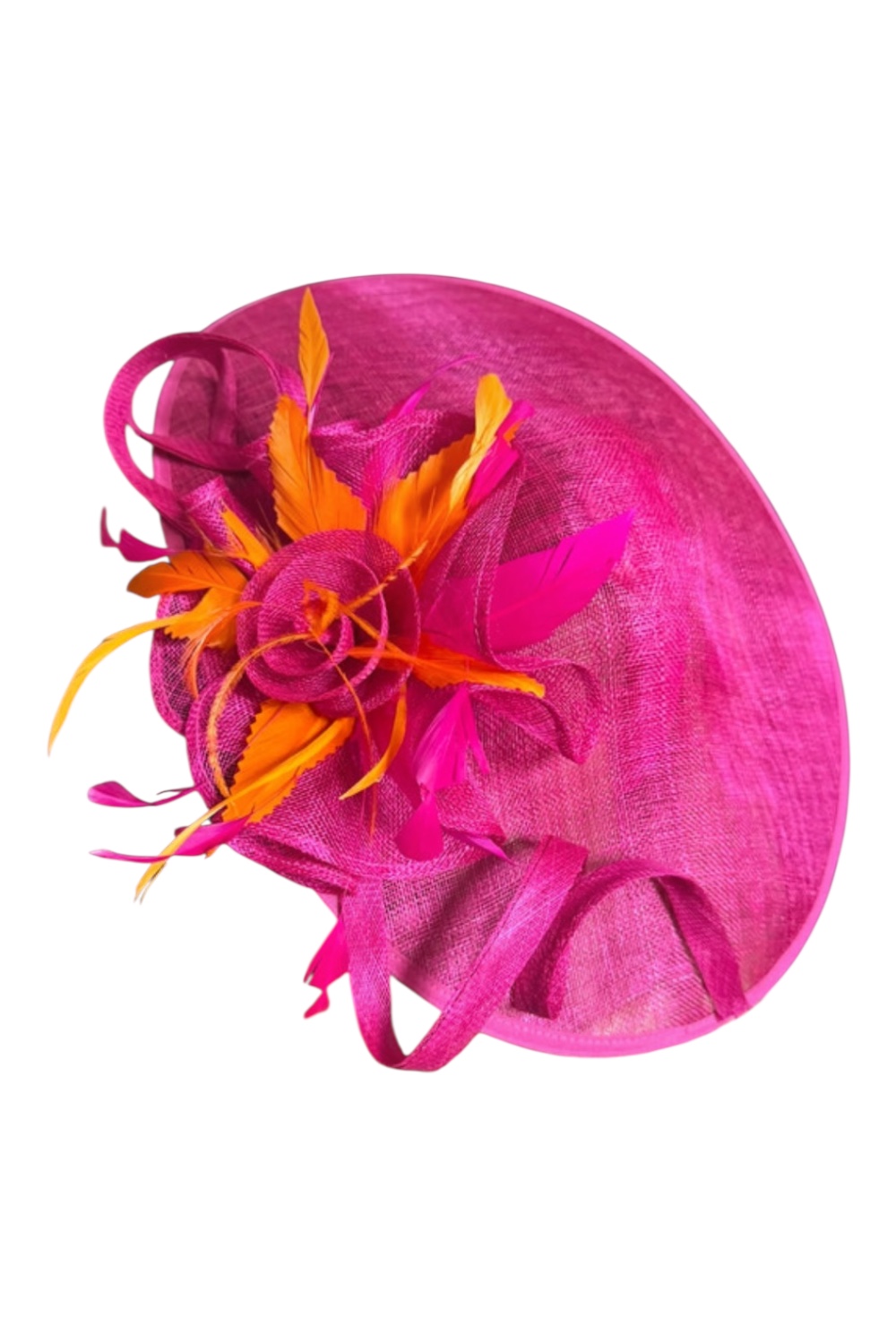 Fuchsia pink and orange very large hatinator Fuchsia pink and orange very large hatinator