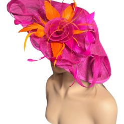 Fuchsia pink and orange very large hatinator 5 Fuchsia pink and orange very large hatinator 5